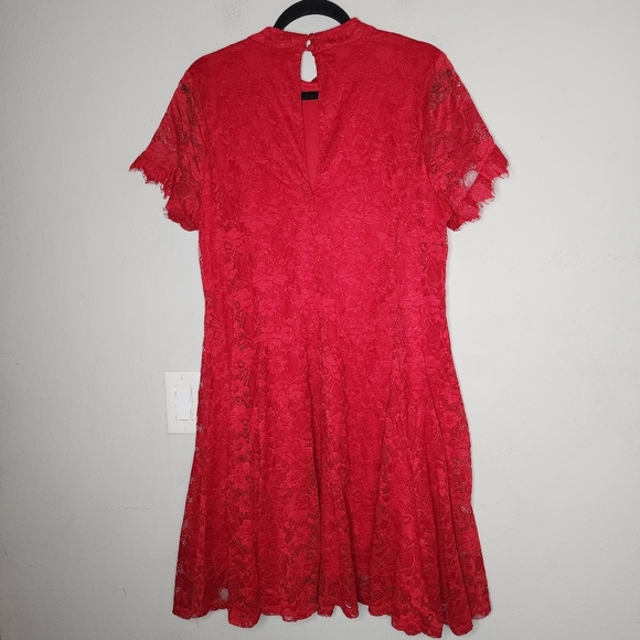 Torrid Mini Lace High Neck Red Skater Dress Size 1X Stretch Holiday Party Event - Picture 13 of 16